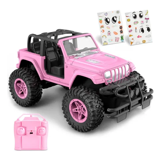 Auto Rc Rosa 116 Con Calcomanía Y 80 Minutos De Juego .