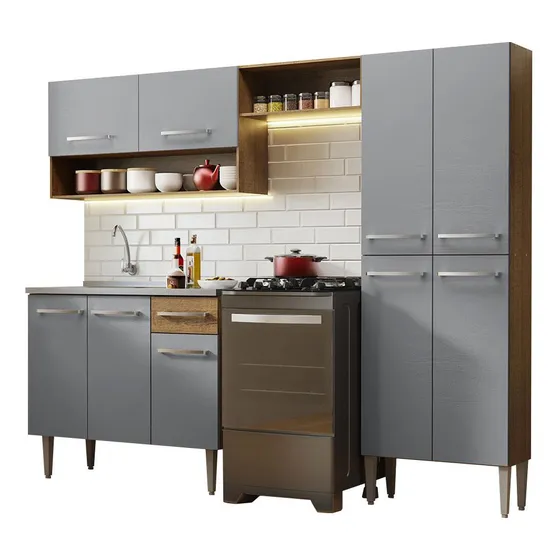 Cocina integral madesa emilly 2.29m con mesón de acero