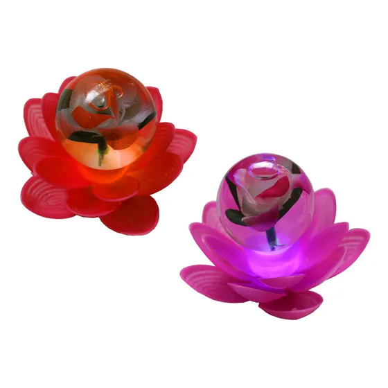  3 Rosas En Bola Cristal Luz Led 10cm Colores San Valentín