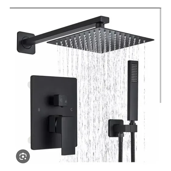 Eup Set Ducha Regadera Cuadrado- Negro Mate