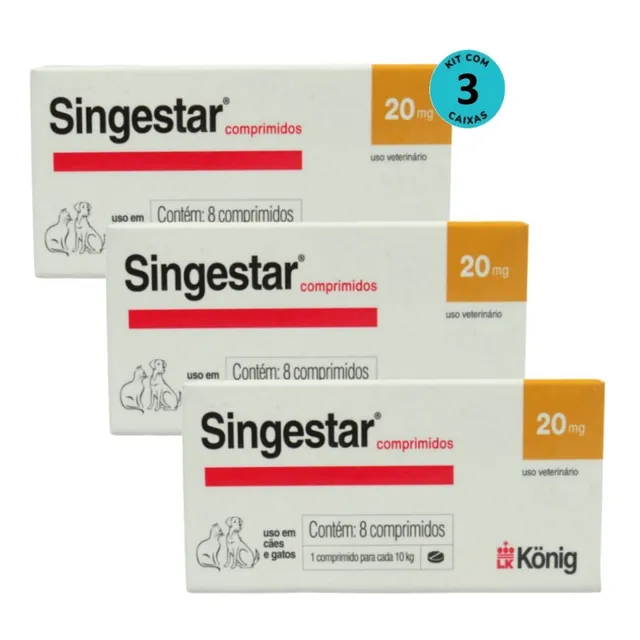 Kit 3 Anticoncepcional Singestar P/ Cães E Gatos C/ 8 Comp.