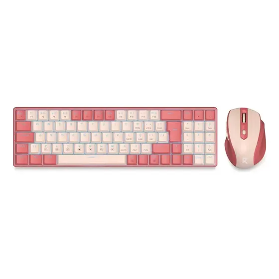 Kit Mouse E Teclado Bs-8772 Mecânico Sem Fio Rosa Redragon Rosa