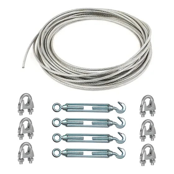 50mts Cabo Aço Revestido Pvc 2mm Varal + 4esticador + 8clips JCARVALHO