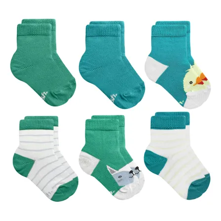 6 Pares Meia Bebê Menino Mash Algodão Confortável Cano Médio