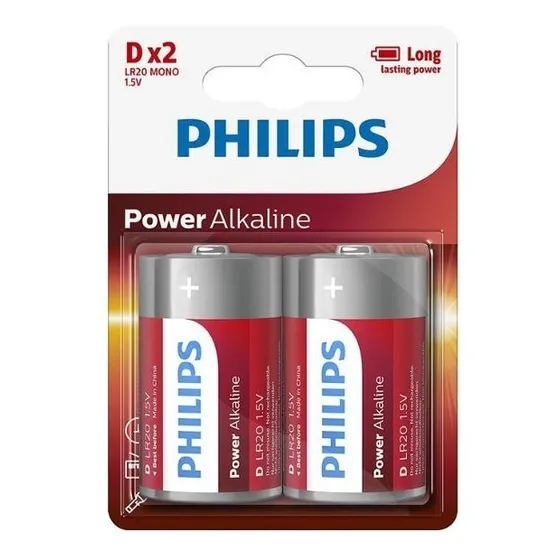 24 Blister Pilas Philips Grandes Tamaño D 1,5 V X 2 Uni