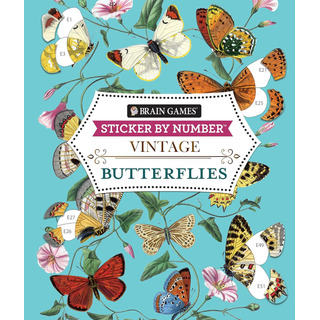 Libro Brain Games Sticker By Number Vintage Butterflies Libro Brain Games Sticker By Number Vintage Butterflies