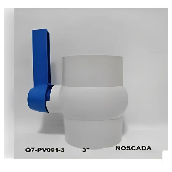 Válvula De Paso De 3  Pvc Roscada Q7 Modelo Mango Azul