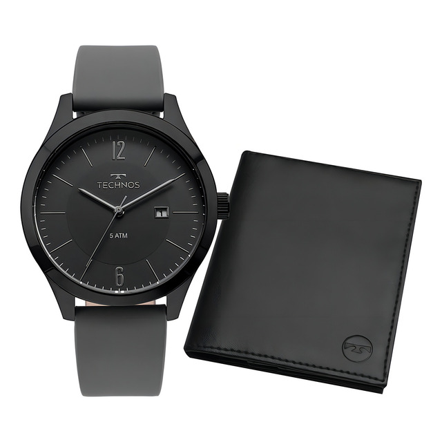 Kit Technos Masculino Steel Preto - 2115mou/k2p
