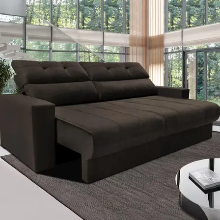 Sofá 3 Lugares Cama Clean Retrátil E Reclinável Inbox Caf