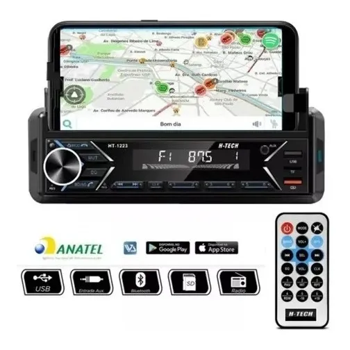 Radio Som Automotivo H-tech Ht-1223 Suporte Celular Bt Usb
