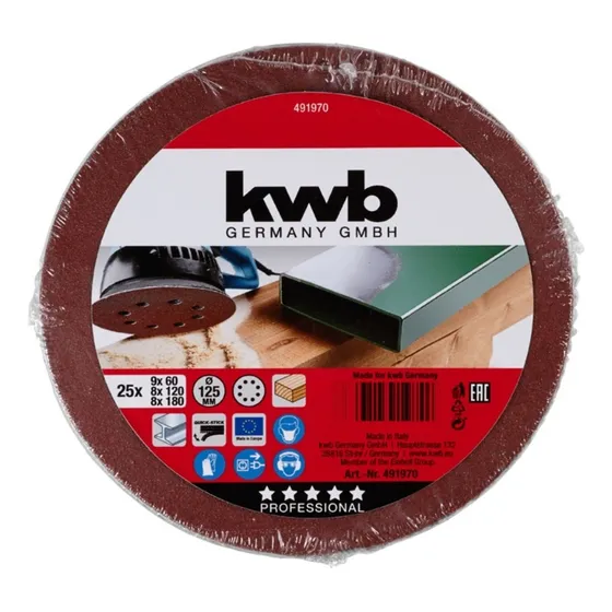 Lija Disco Roto Orbital 125 Mm Kwb Pack 25 Unidades Granos Cantidad de granos 3