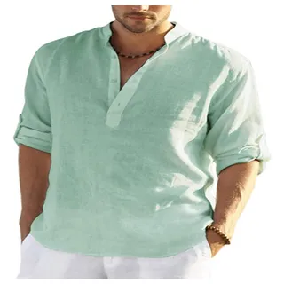 Nuevo Camiseta De Lino Liso De Manga Larga For Hombre Nuevo Camiseta De Lino Liso De Manga Larga For Hombre