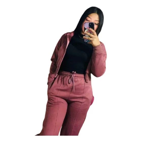 Conjunto Deportivo Buzo Estilo Zara Para Dama Uva Poleron Corto/ Palazzo Xl