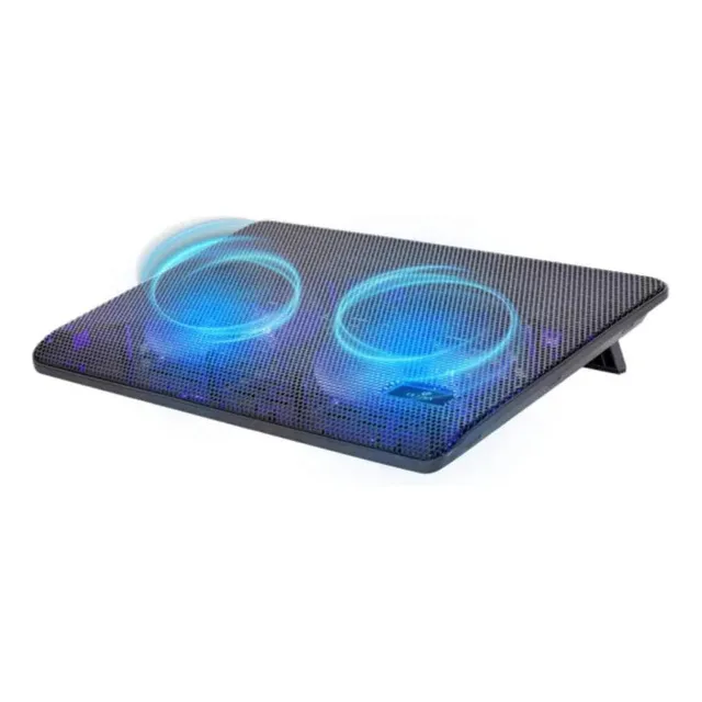 Ventilador Notebook Ultra Metalico 2 Ventiladores Fj Color Negro Led Azul