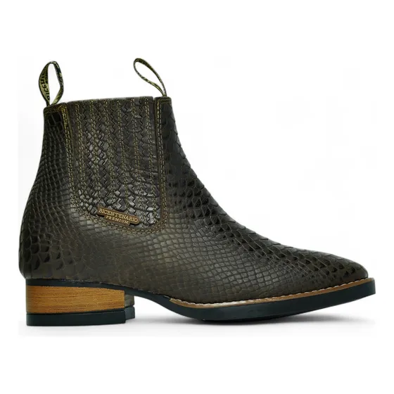 Botín Piel Tipo Piton Vaquero Casual Rodeo Elegante Cómodo