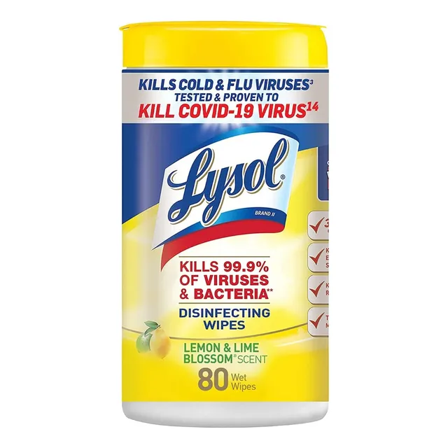 Lysol Toallitas Desinfectantes De Lima Limón 80 Unidades