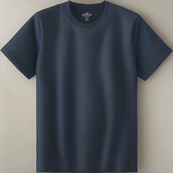 Camiseta Azul Hollister 100% Algodão Ícone Bordado Azul