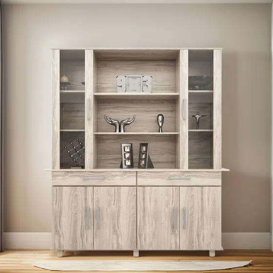 Modular Orlandi Comoda Vajillero 1,60 6 Puertas 2 Cajones Abedul