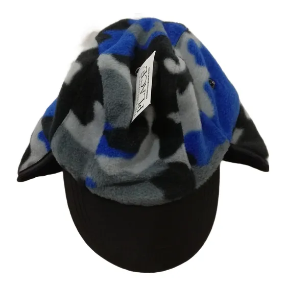 Gorro Polar C/vicera Y Orejeras Diseño Camuflaje Azul Niños