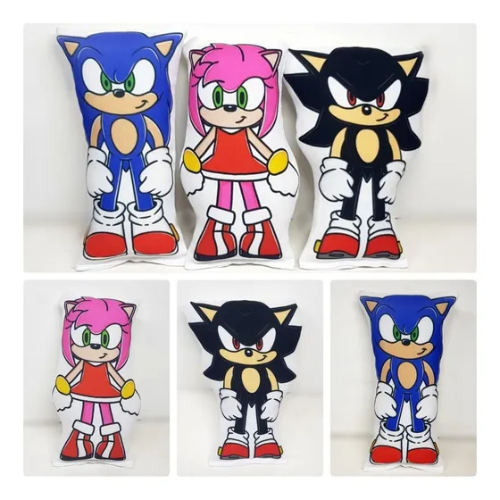 Souvenir 5 Almohadas Muñequito  Forma Sonic 20cm