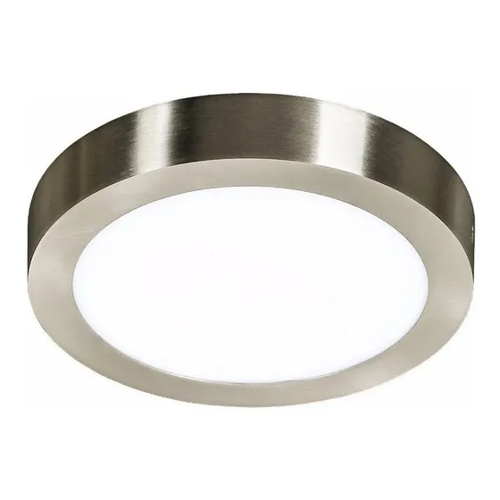 Plafon Panel Led Aplicar Acero Platil Redondo 24w 25w 30cm