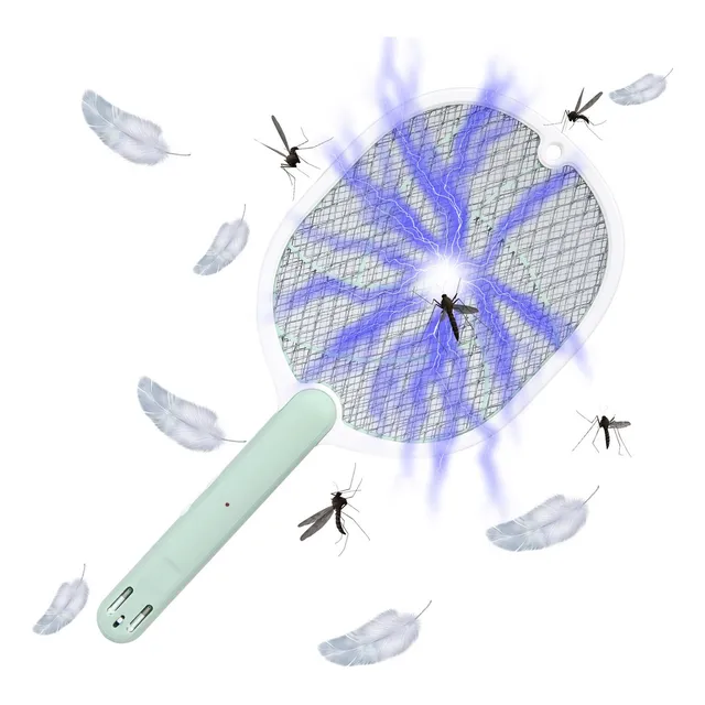 Raqueta Mata Mosquitos Electrico Recargable Moscas Mosquitos Color Verde Claro