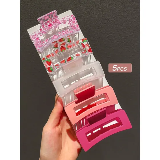 Set 5 Pinzas Para El Pelo Grandes Colores Surtidos Mujer 5-piece Color Mixing Set