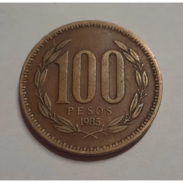 Moneda Chilena 100 Pesos Grande Año 1985