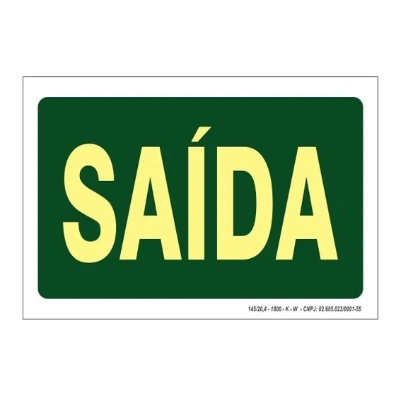 Placa De Sinalização Fotoluminescente S12 Saída Emergência