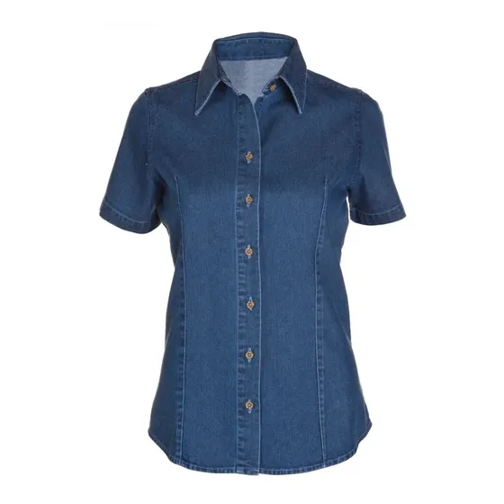 Fabrica De Camisa Dama Manga Corta Tela  Chambray 