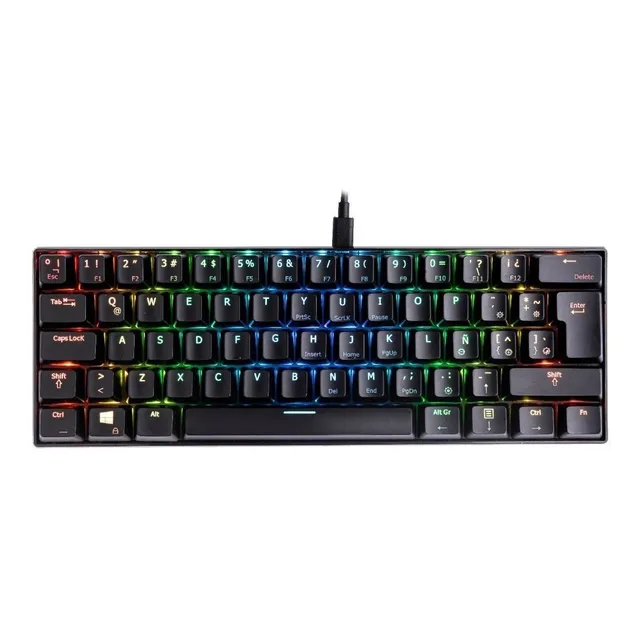 Teclado gamer VSG QWERTY Kailh Blue español latinoamérica color negro con luz RGB