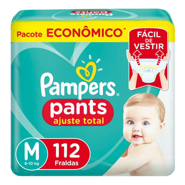 Fralda Pampers Pants Ajuste Total Max M 112 Unidades Fralda Pampers Pants Ajuste Total Max M 112 Unidades
