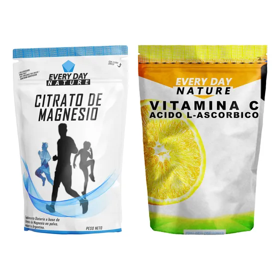 Citrato De Magnesio 500 Gr + Vitamina C Acido Ascorbico 500 Sabor 500 Vitc + 500 Citmag