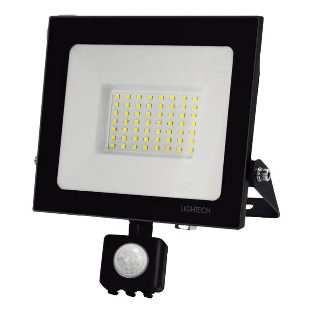 Reflector Led Con Sensor 50w Luz Fría - Lightech Negro Fría