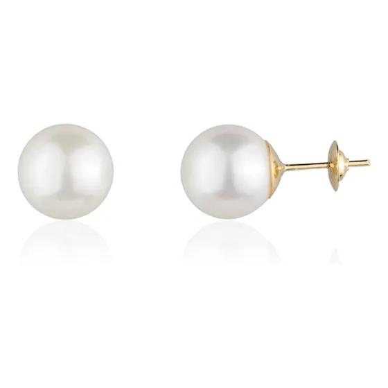 Brincos de pérolas naturais Agaprime Joias 8mm em ouro 18k