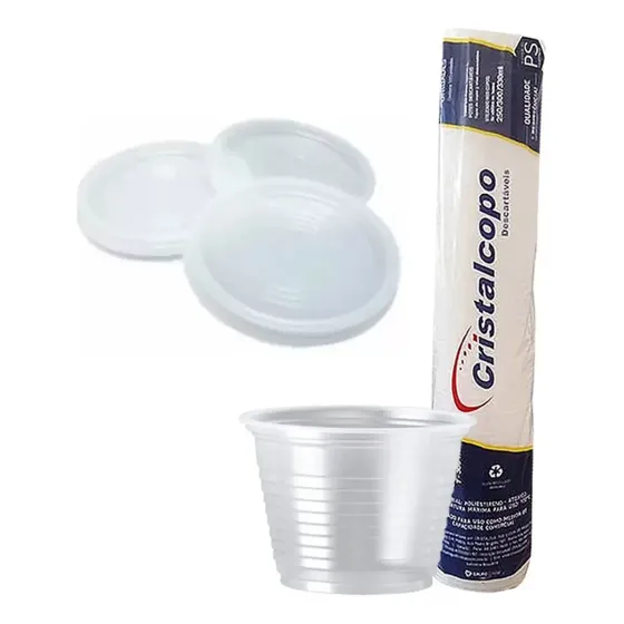 Pote C/ Tampa 100 Ml Com 100 Descartável P/ Gelatina/molho Cor Transparente
