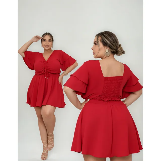 Macaquinho Vestido Curto Casual Feminino Plus Size Envio JĂĄ Macaquinho Vestido Curto Casual Feminino Plus Size Envio JĂĄ