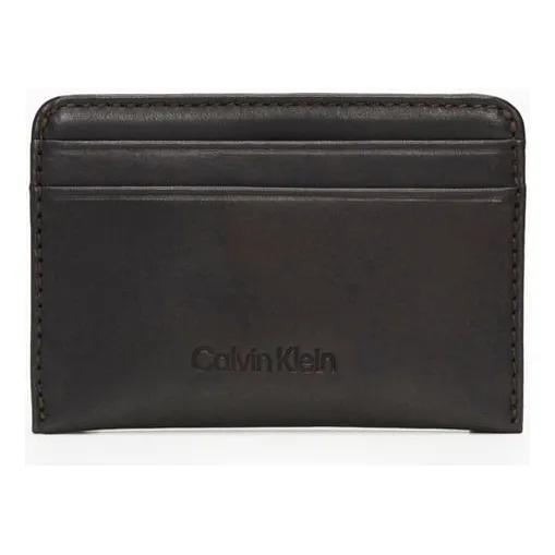 Porta-cartão Masculino De Couro Calvin Klein - Marrom Escuro Cor Marrom-escuro