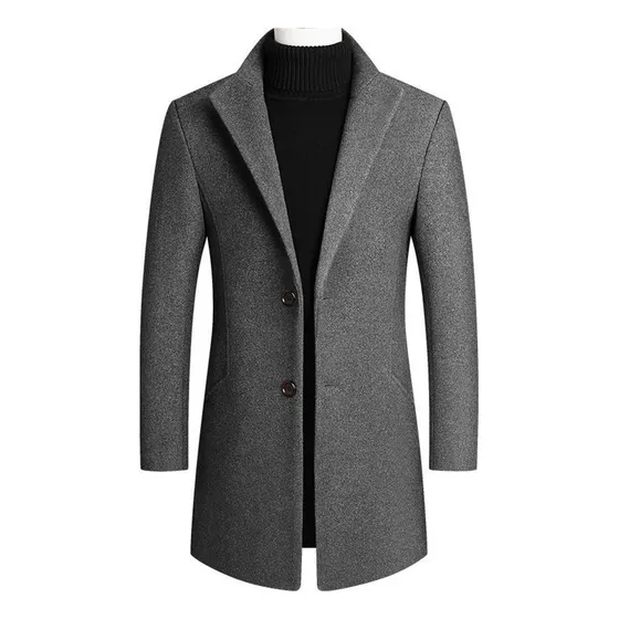 Abrigo Hombre Gabardina Cortavientos De Lana Cálido Moda