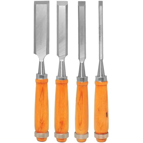 Kit Jogo Formão Profissional Entalhar Esculpir Madeira 4 Pçs