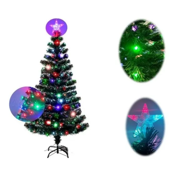 Árvore De Natal Fibra Ótica Cachoeira Led Colorido 1,80m Cor Verde