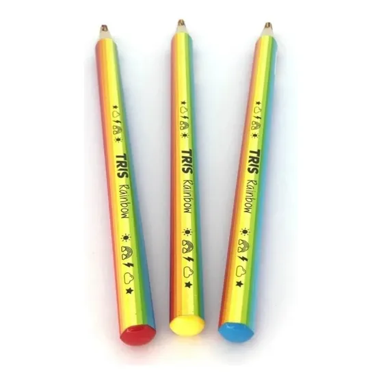 03 Un. Lápis De Cor Jumbo Rainbow Multicor Arco Iris Tris