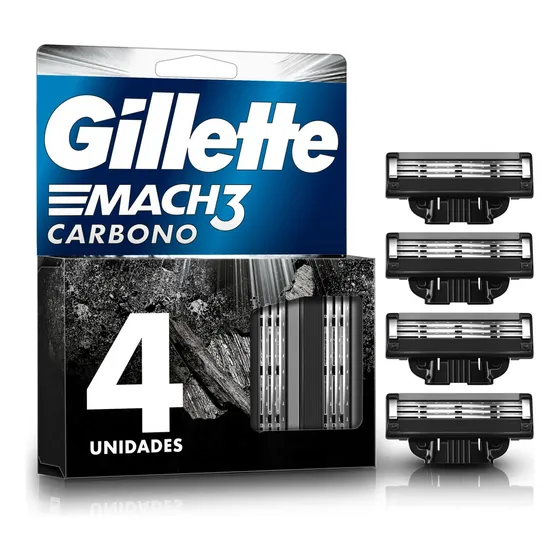 Repuesto Para Máquina De Afeitar Gillette Mach3 Carbono Con 3 Hojas, 4 Un