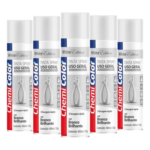 Kit Com 6 Tinta Spray Chemicolor Preto Fosco 400ml