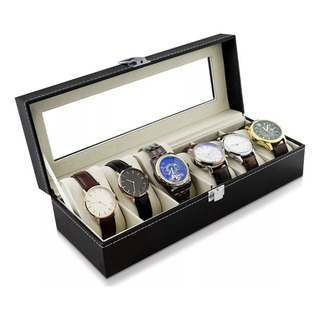 Estuche Caja Organizador Para 6 Relojes Cuero Sintetico Estuche Caja Organizador Para 6 Relojes Cuero Sintetico
