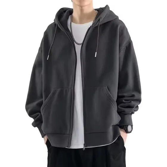 Polar Hombre Grueso Con Capucha Y Cremallera | Talla Grande Superabrigador | Estilo Urbano Minimalista Para Invierno/otoño |chaqueta Sudadera Algodón