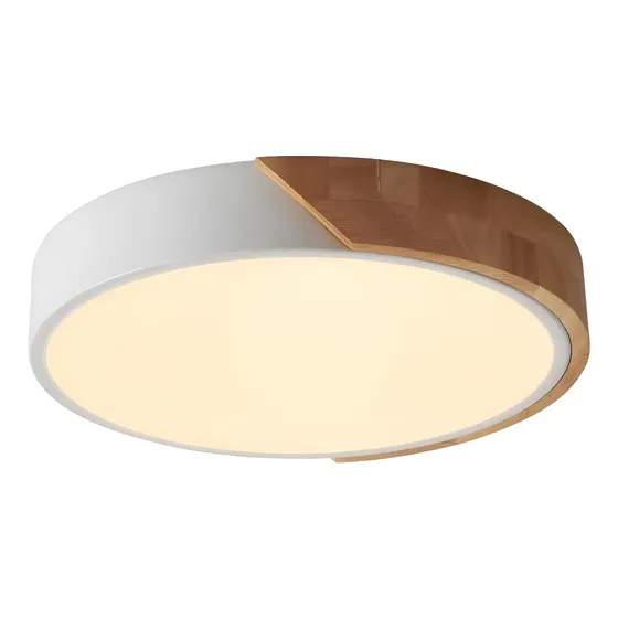 Luminaria Plafon Led 30cm Metal Y Madera Colores Ev © Estructura Blanco Luz Calido | Cuotas sin interés