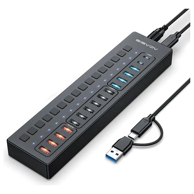 Hub Adaptador Acasis Multi-puerto De 16puertos Usb 3.0 Color Negro