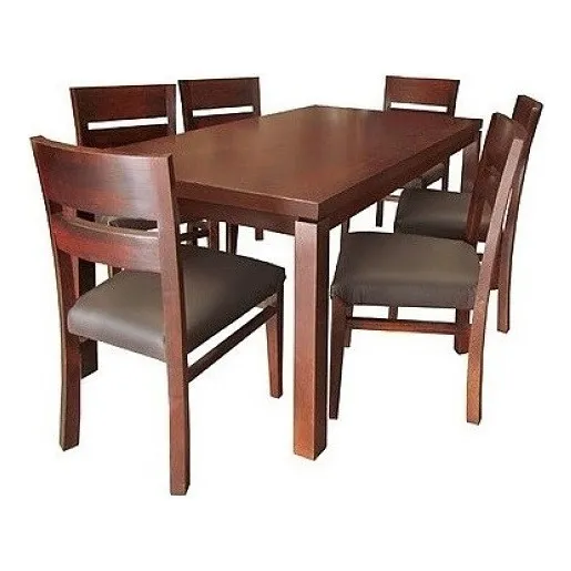Antecomedor Australia 6 Sillas - Nog Këssa Cdmx Color Nogal Diseño de la tela de las sillas Liso