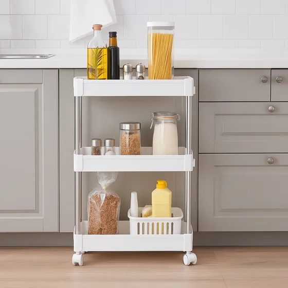 Carrito Organizador De Baño Cocina Con 3 Estantes Y Ruedas